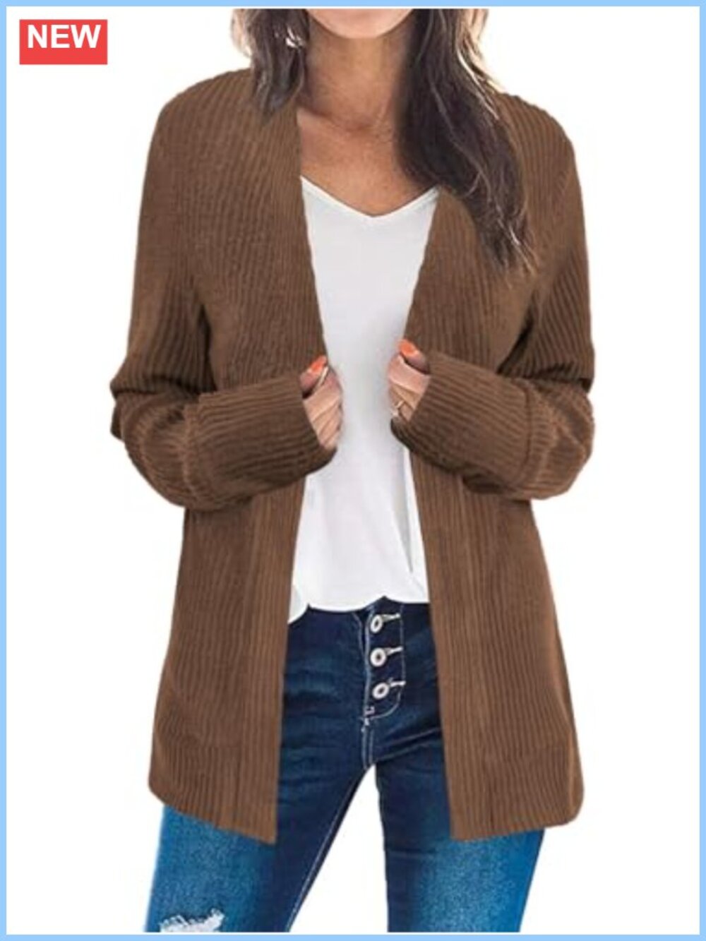 Bosmeer Lightweight Open Front Long Sleeve Cardigan Sweater